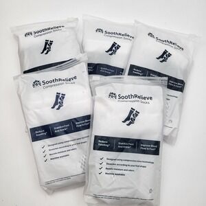 (5 Pair) SoothRelieve Compression Socks Mens Womens Medium White Open Toe